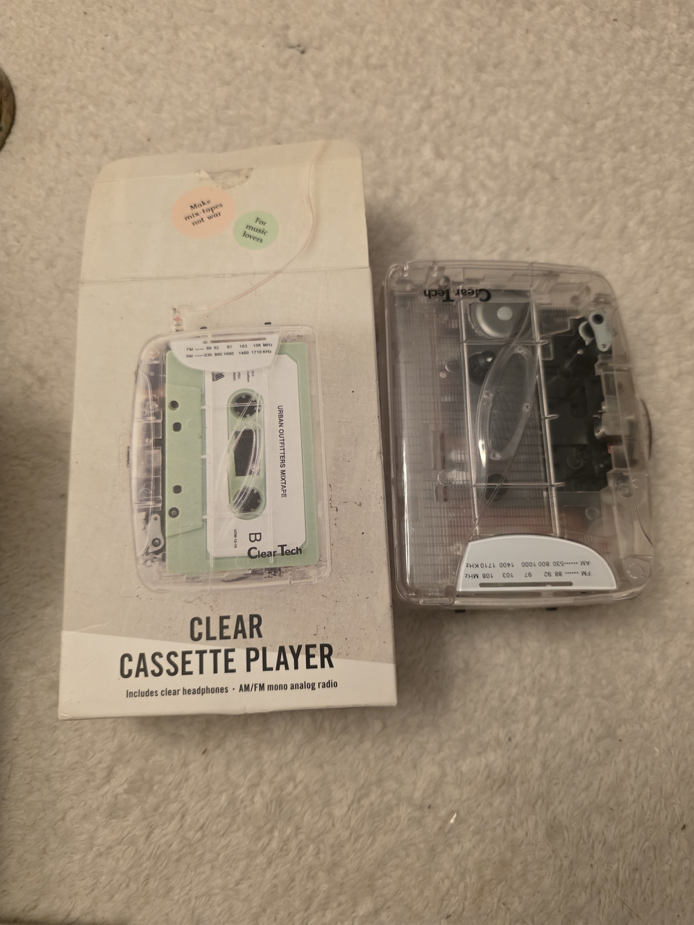 Clear Cassette Player - Transparent Portable Tape Player